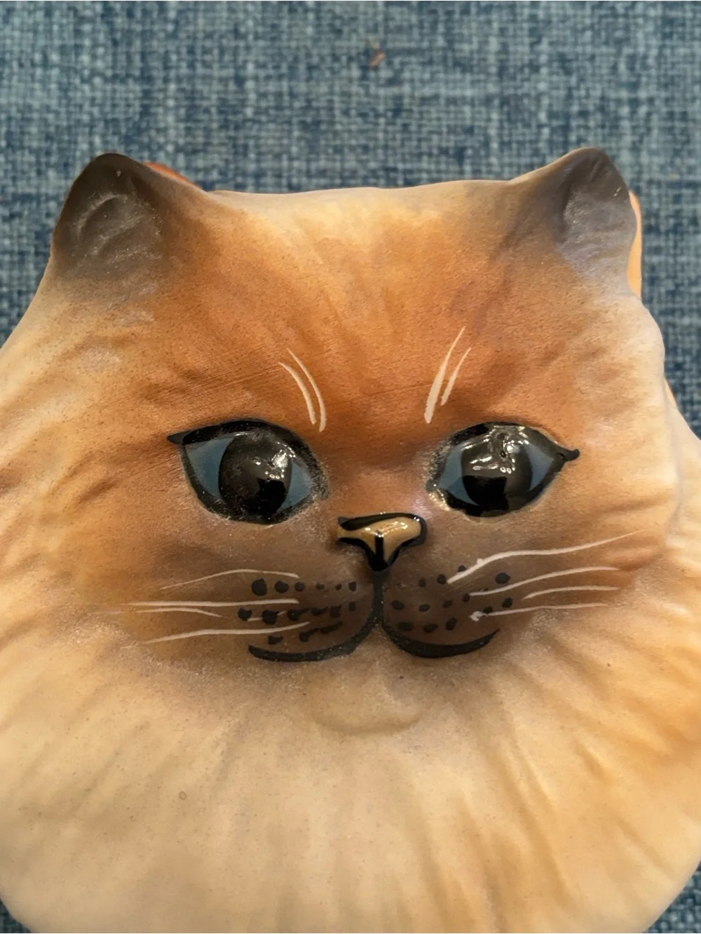 ⚫️Vintage Carol Halmy Signed Porcelain Himalayan Persian Cat Trinket Jewelry Box